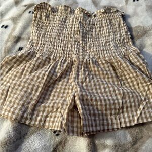 SAM High Waist Gingham Shorts in Brown and White